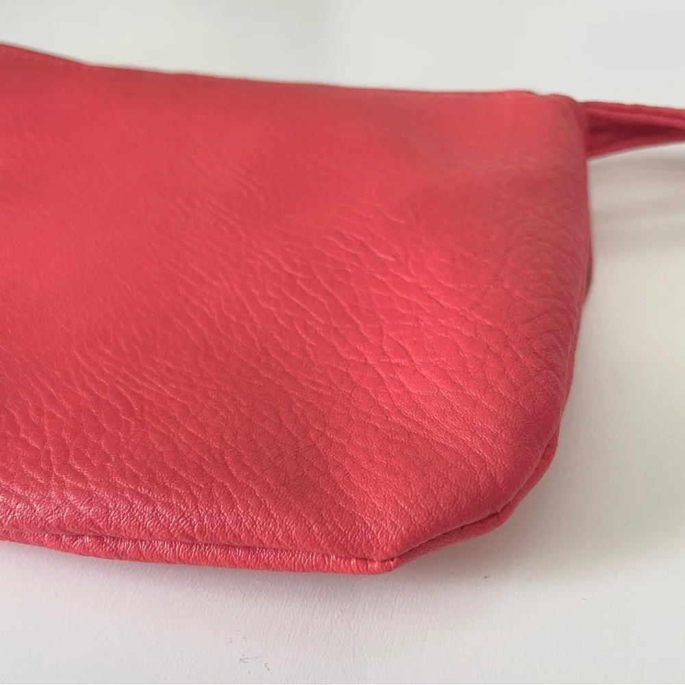 Women's Coral Pebbled Wristlet Clutch Asymmetrical Purse Bag